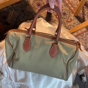 Dooney & Bourke Greenish Nylon and Brown Leather Handbag with Duck